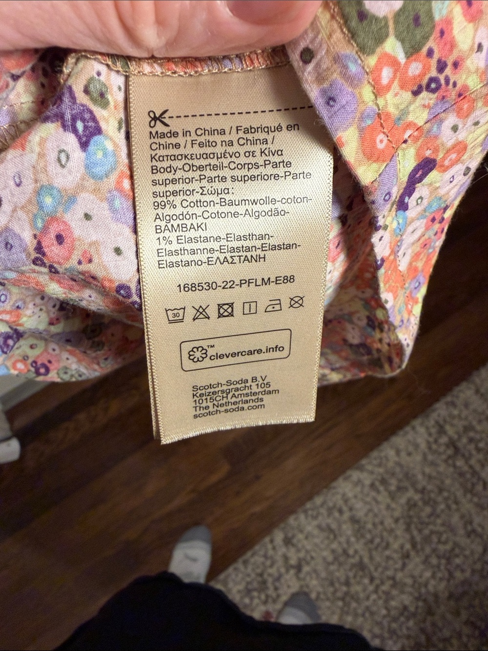 Scotch & Soda Strappy Pink Floral Maxi Dress with Smocked Bodice - Picture 7 of 7